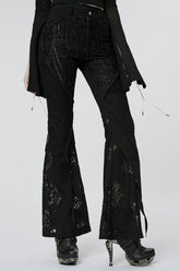 Black Stitching Lace Slim Women's Gothic Flared Pants